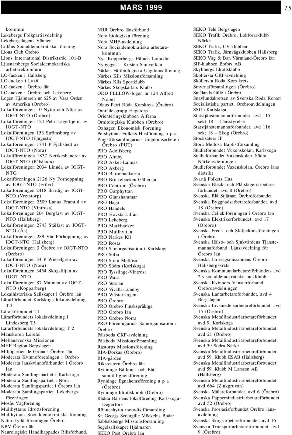 IOGT-NTO Lokalföreningen 124 Pehr Lagerhjelm av IOGT-NTO Lokalföreningen 153 Strömsborg av IOGT-NTO (Fjugesta) Lokalföreningen 1741 P Fjällstedt av IOGT-NTO (Nora) Lokalföreningen 1837 Nerikesbaneret