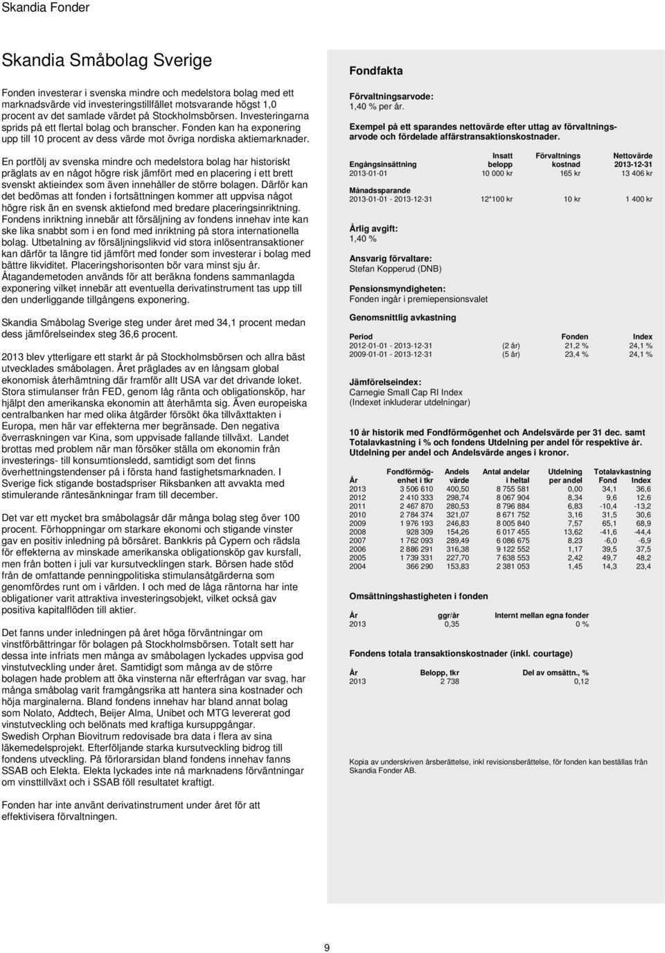 En portfölj av svenska mindre och medelstora bolag har historiskt präglats av en något högre risk jämfört med en placering i ett brett svenskt aktieindex som även innehåller de större bolagen.