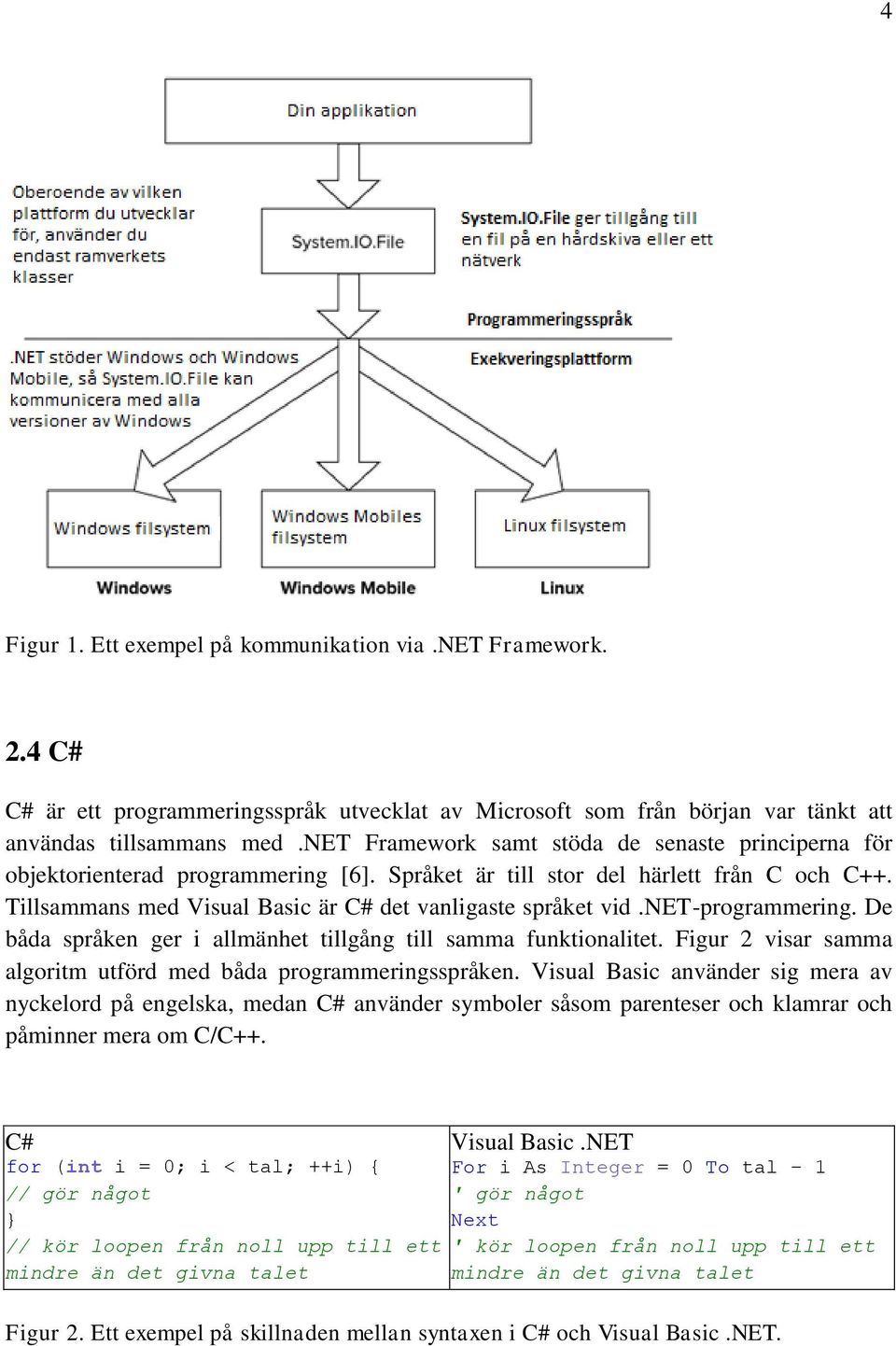 net-programmering. De båda språken ger i allmänhet tillgång till samma funktionalitet. Figur 2 visar samma algoritm utförd med båda programmeringsspråken.