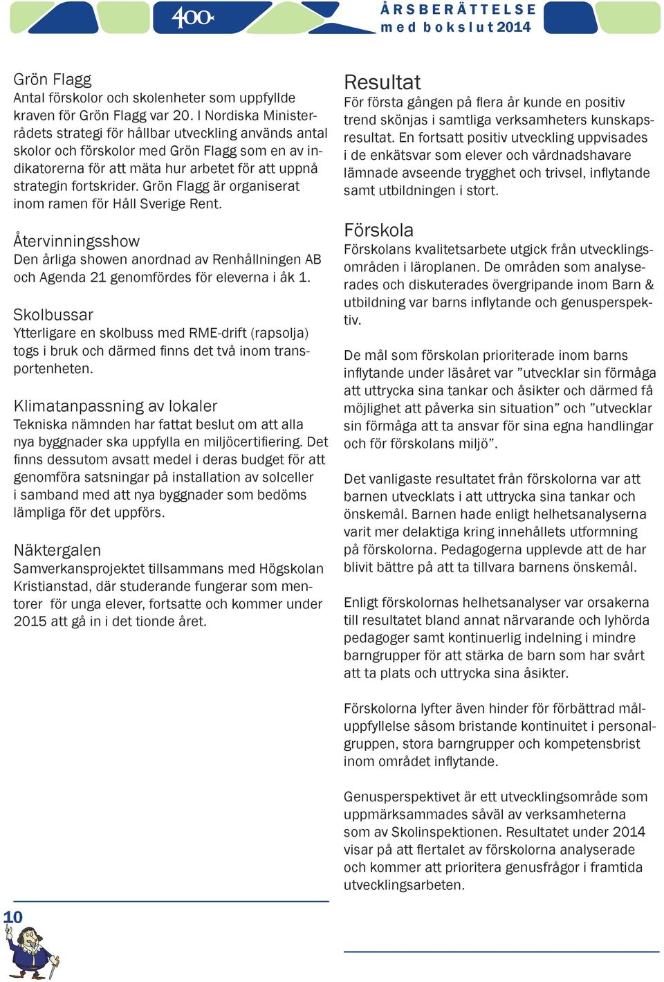 Grön Flagg är organiserat inom ramen för Håll Sverige Rent. Återvinningsshow Den årliga showen anordnad av Renhållningen AB och Agenda 21 genomfördes för eleverna i åk 1.