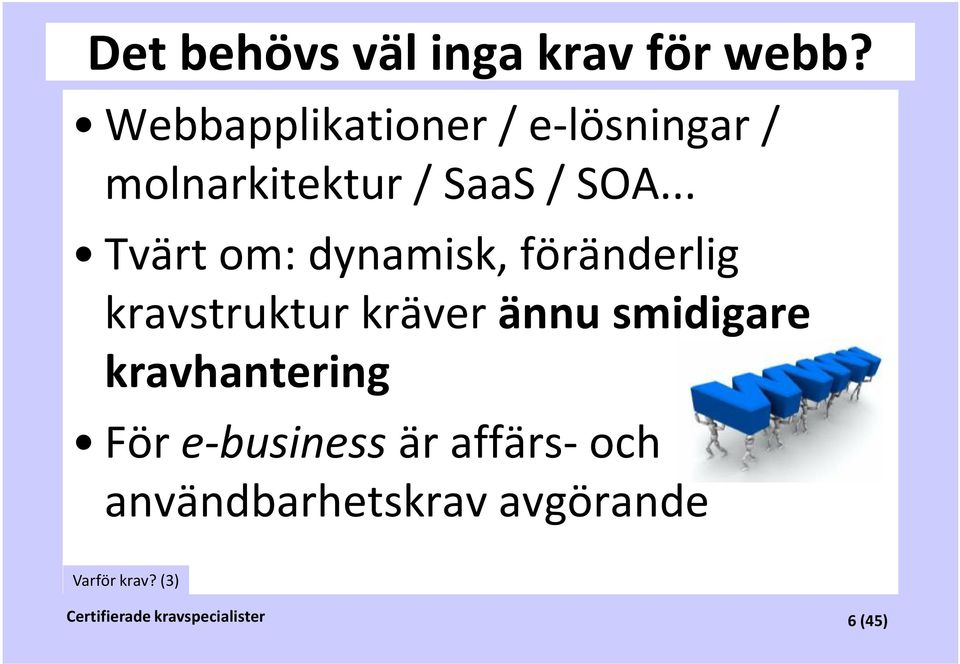 .. Tvärt om: dynamisk, föränderlig kravstruktur kräver ännu smidigare