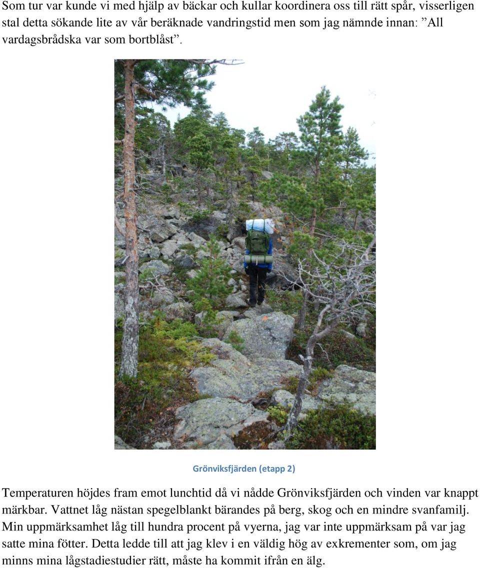 Grönviksfjärden (etapp 2) Temperaturen höjdes fram emot lunchtid då vi nådde Grönviksfjärden och vinden var knappt märkbar.