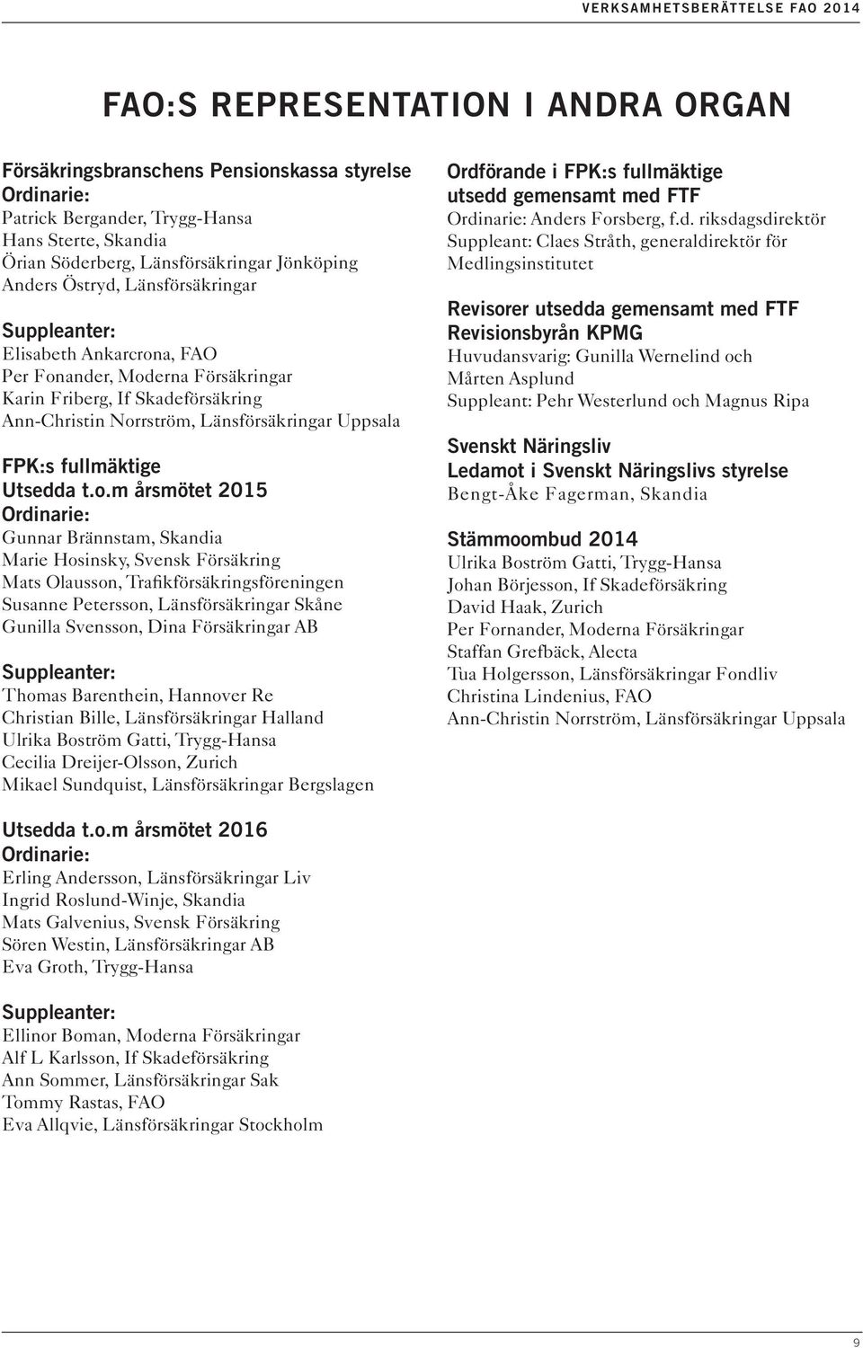 Länsförsäkringar Uppsala FPK:s fullmäktige Utsedda t.o.