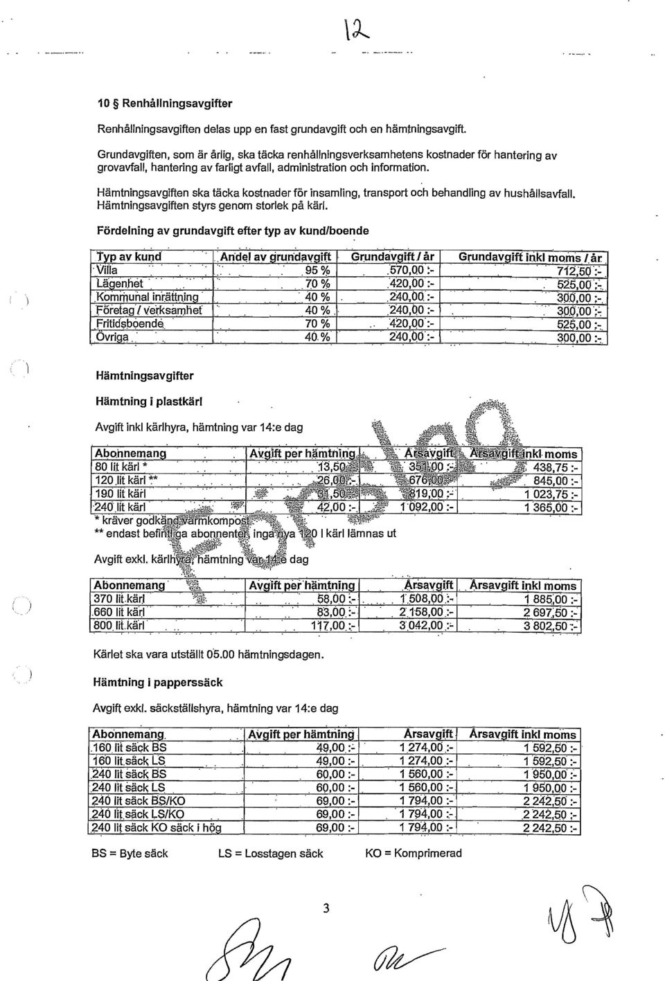 Hämtningsavgiften ska täcka kostnader för insamling, transport och behandling av hushållsavfall. Hämtningsavgiften styrs genom storlek på kärl.