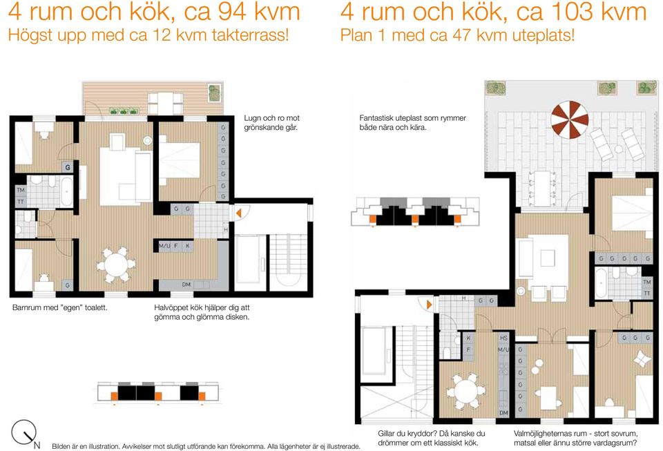 Halvöppet kök hjälper dig att gömma och glömma disken. Bilden är en illustration. Avvikelser mot slutligt utförande kan förekomma.