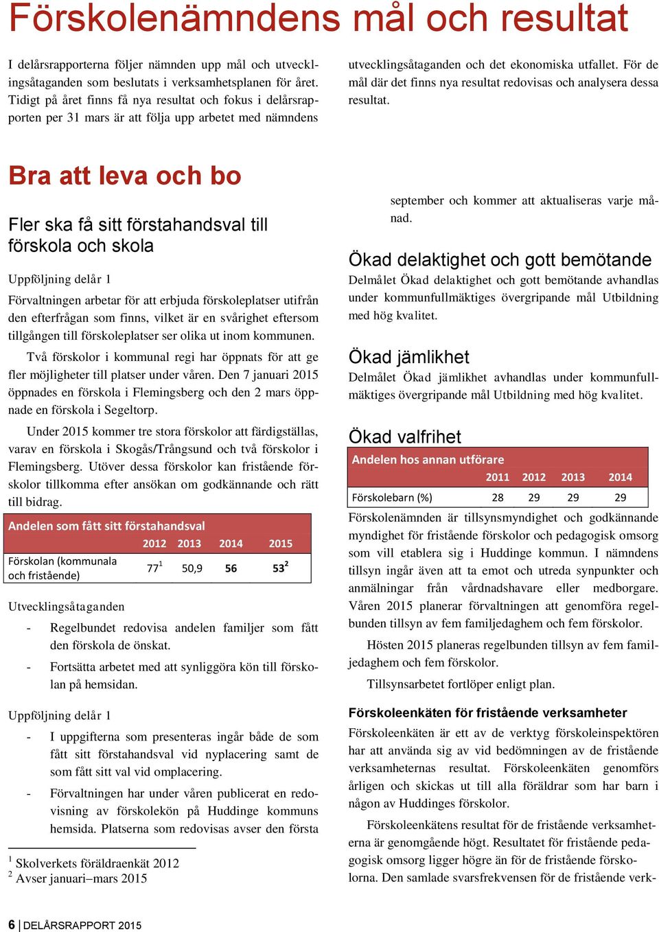 För de mål där det finns nya resultat redovisas och analysera dessa resultat.