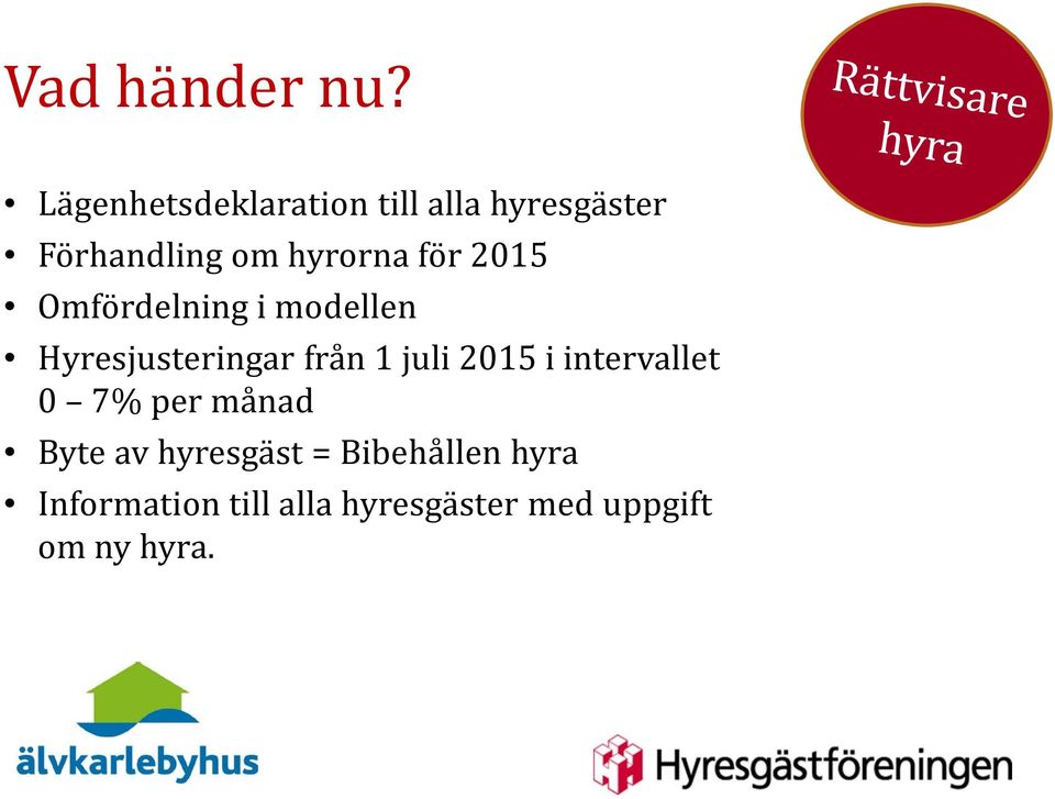 för 2015 Omfördelning i modellen Hyresjusteringar från 1 juli 2015