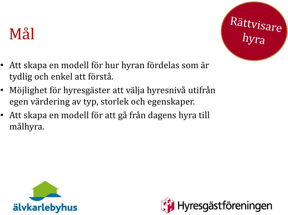 Möjlighet för hyresgäster att välja hyresnivå utifrån egen
