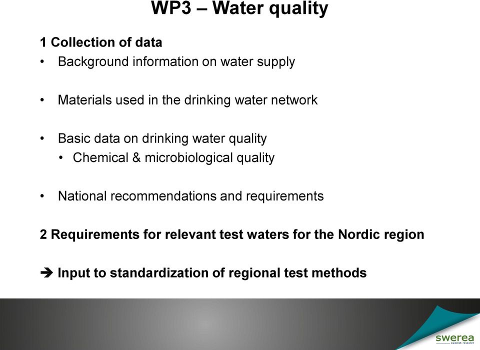 Chemical & microbiological quality National recommendations and requirements 2