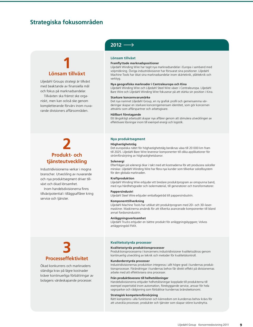 Lönsam tillväxt Framflyttade marknadspositioner Liljedahl Winding Wire har tagit nya marknadsandelar i Europa i samband med volymökning. Övriga industridivisioner har försvarat sina positioner.