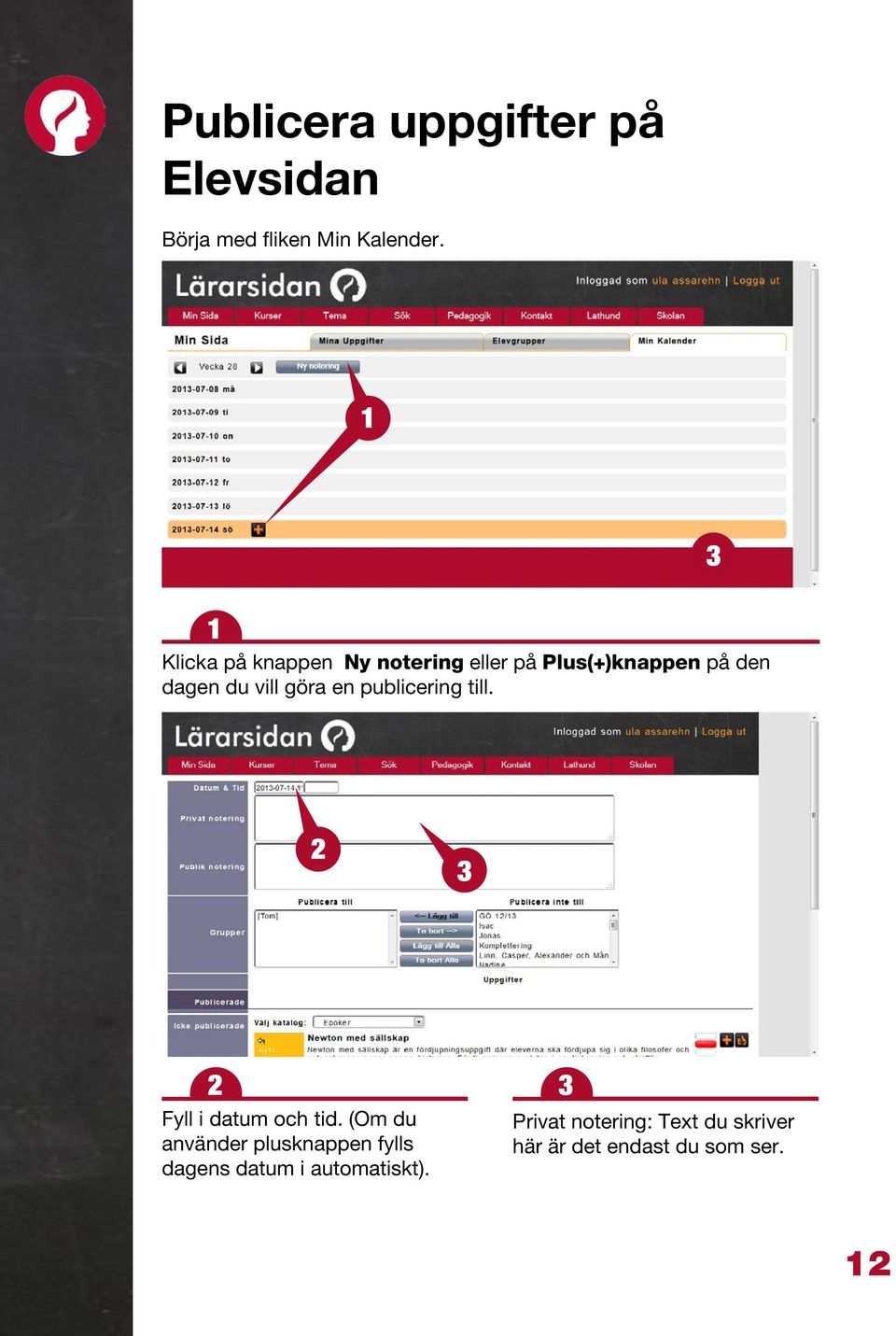 göra en publicering till. Fyll i datum och tid.