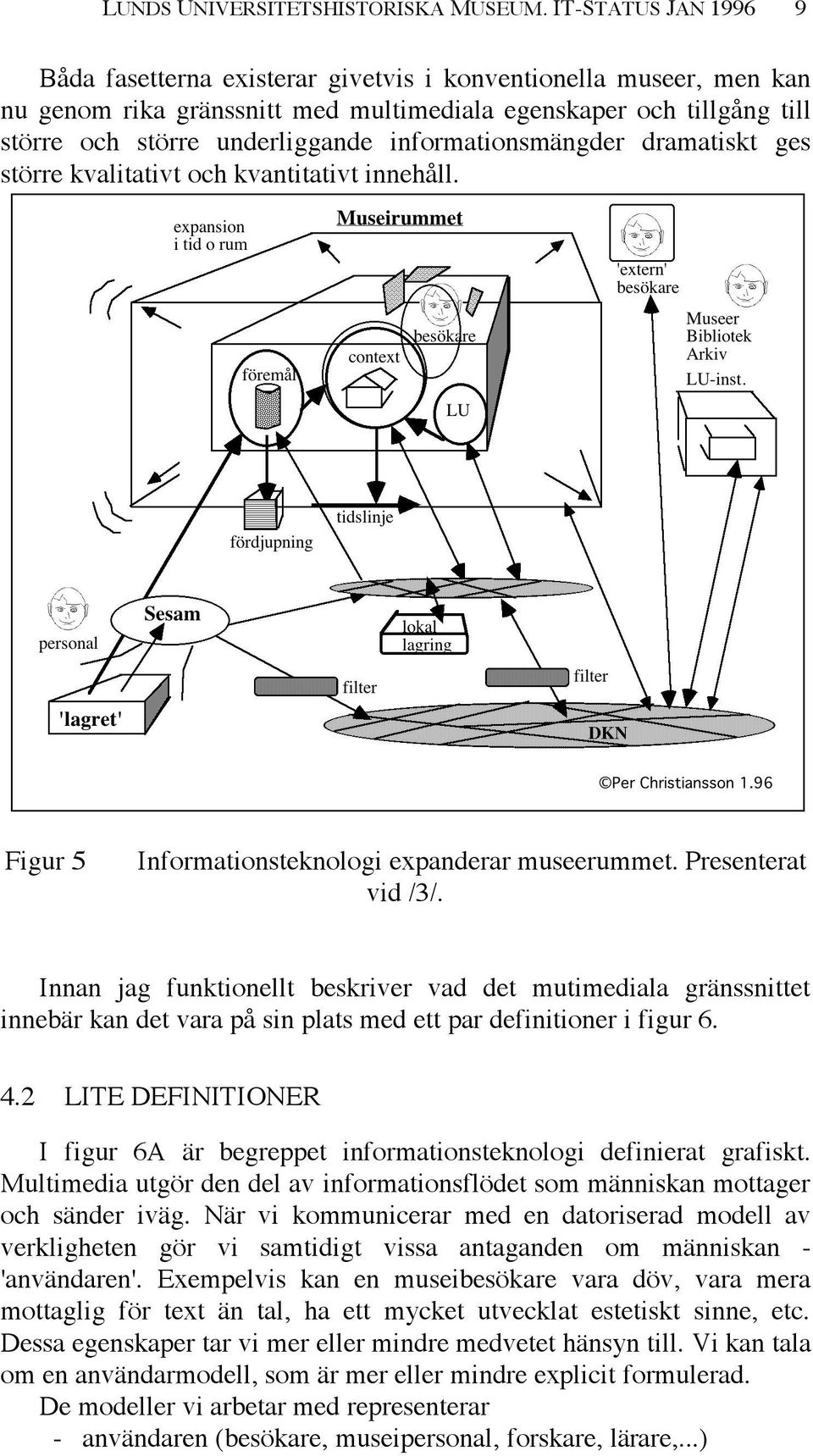 informationsmängder dramatiskt ges större kvalitativt och kvantitativt innehåll. Figur 5 Informationsteknologi expanderar museerummet. Presenterat vid /3/.