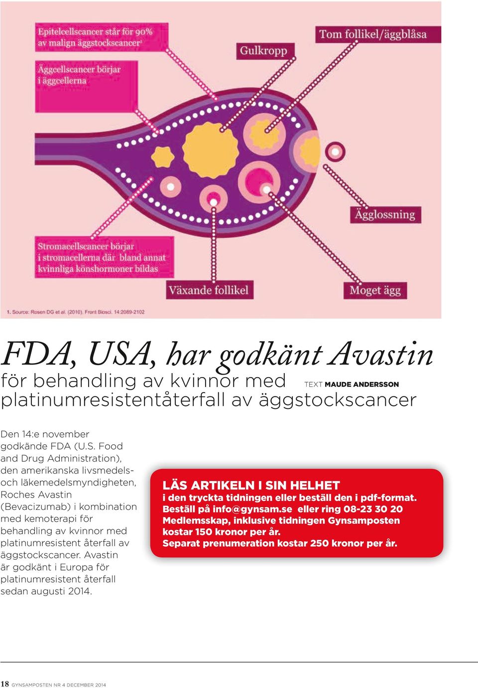 ON platinumresistentåterfall av äggstockscancer Den 14:e november godkände FDA (U.S.