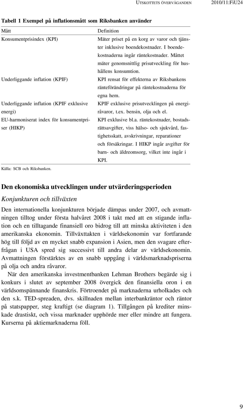 I boendekostnaderna ingår räntekostnader. Måttet mäter genomsnittlig prisutveckling för hushållens konsumtion.