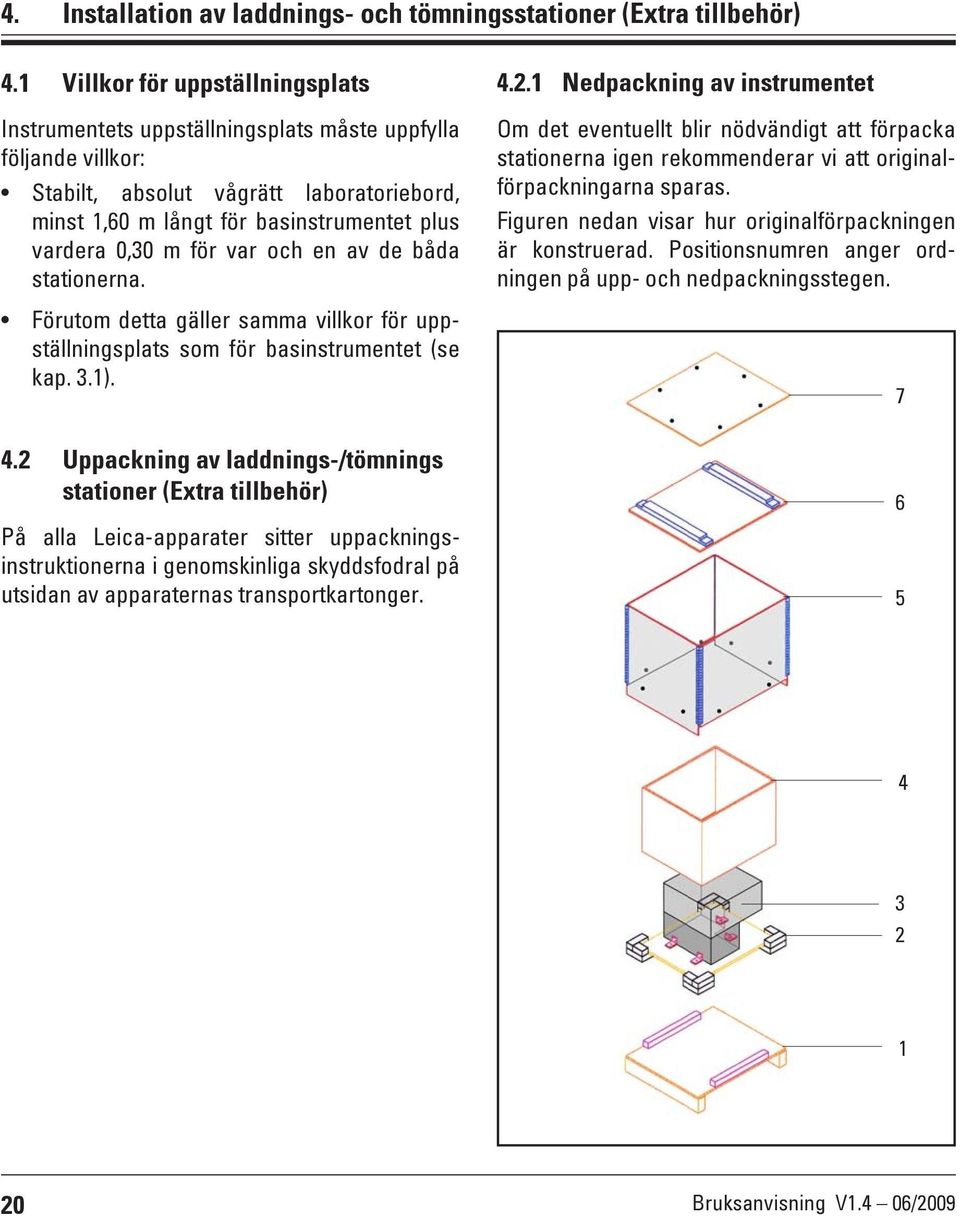 för var och en av de båda stationerna. Förutom detta gäller samma villkor för uppställningsplats som för basinstrumentet (se kap. 3.1). 4.2.