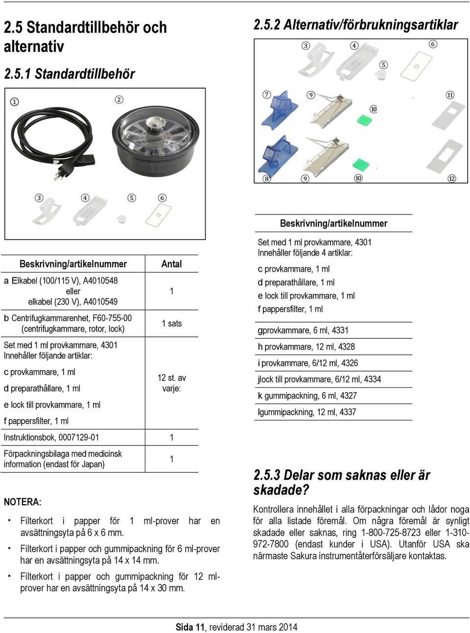 1 ml e lock till provkammare, 1 ml f pappersfilter, 1 ml Antal 1 1 sats 12 st.