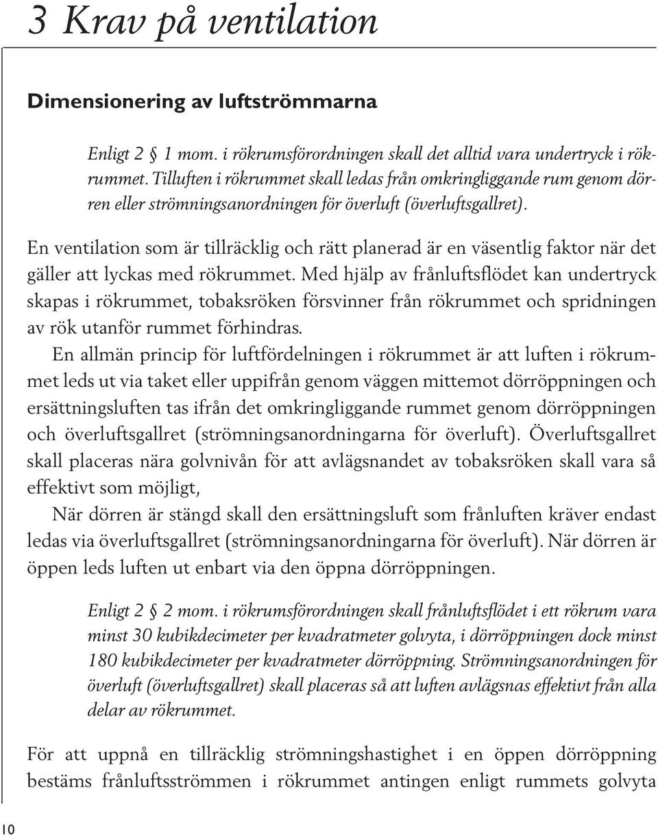 En ventilation som är tillräcklig och rätt planerad är en väsentlig faktor när det gäller att lyckas med rökrummet.