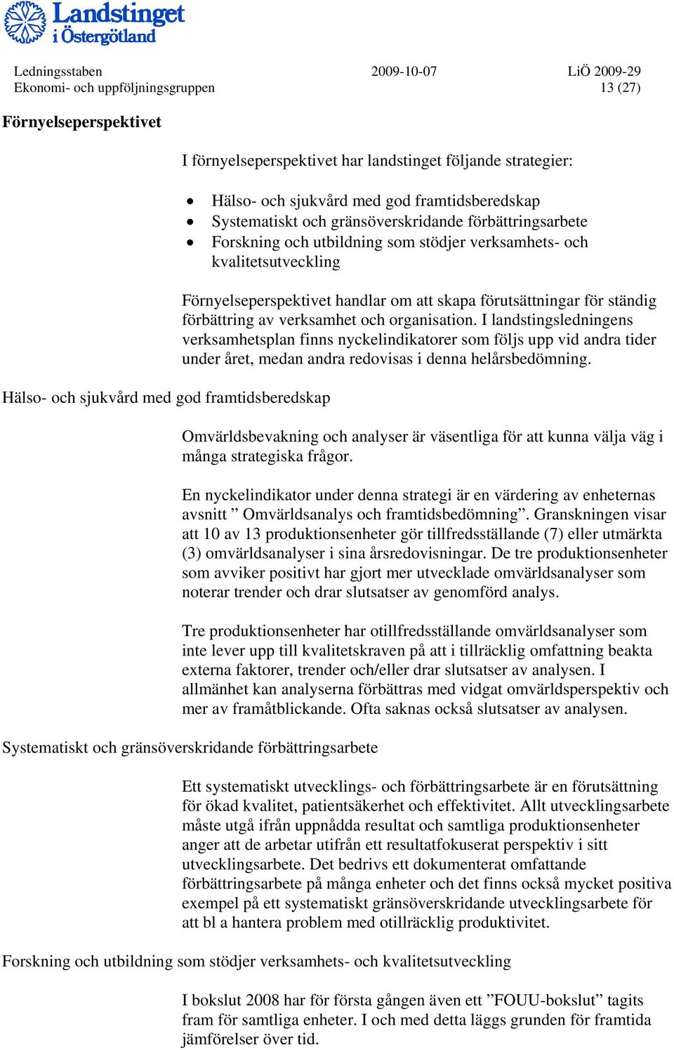 Förnyelseperspektivet handlar om att skapa förutsättningar för ständig förbättring av verksamhet och organisation.