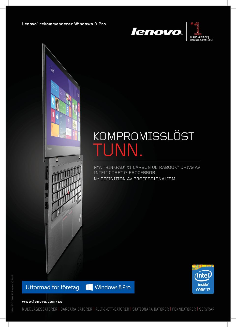 NYA THINKPAD X1 CARBON ULTRABOOK DRIVS AV INTEL CORE i7 PROCESSOR.