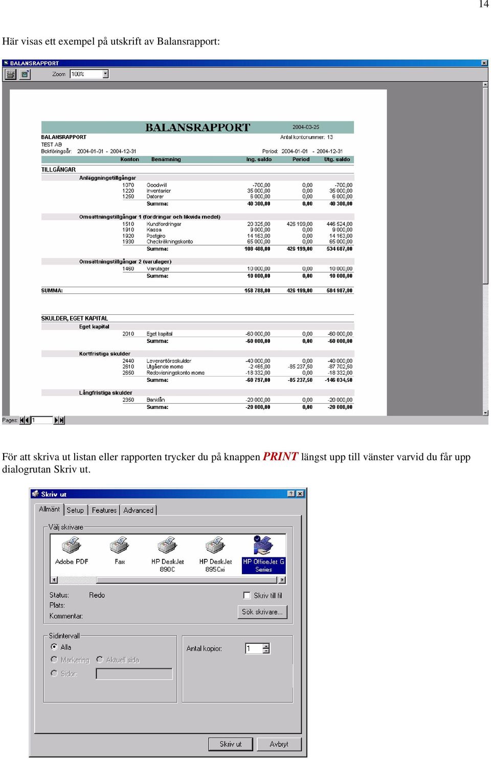 rapporten trycker du på knappen PRINT längst