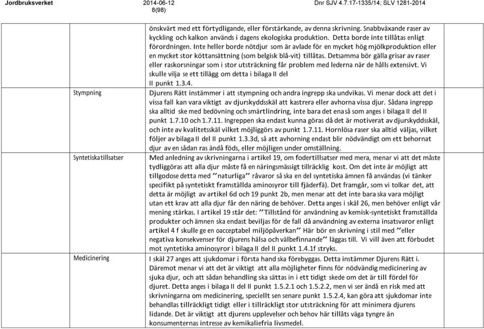 Detsamma bör gälla grisar av raser eller raskorsningar som i stor utsträckning får problem med lederna när de hålls extensivt. Vi skulle vilja se ett tillägg om detta i bilaga II del II punkt 1.3.4.