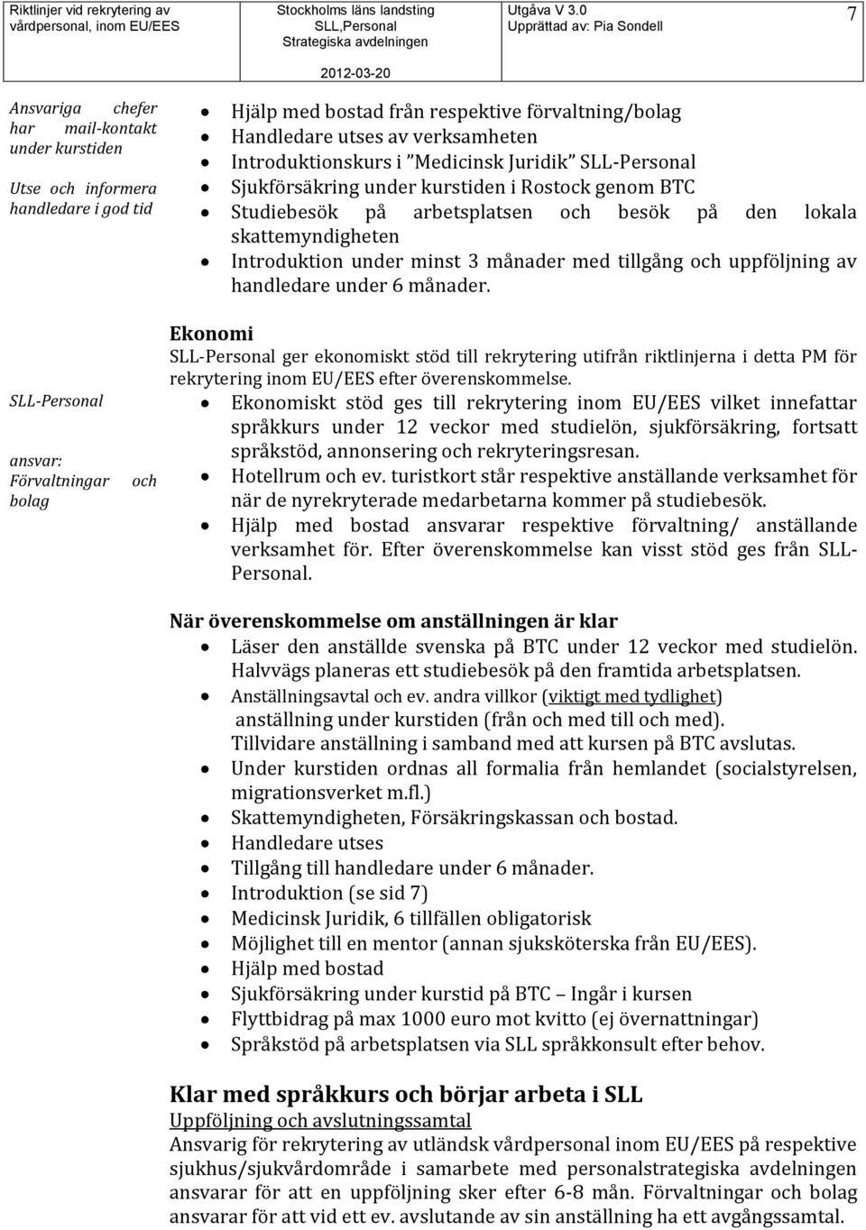 tillgång och uppföljning av handledare under 6 månader.