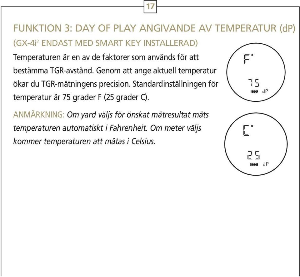 Genom att ange aktuell temperatur ökar du TGR-mätningens precision.