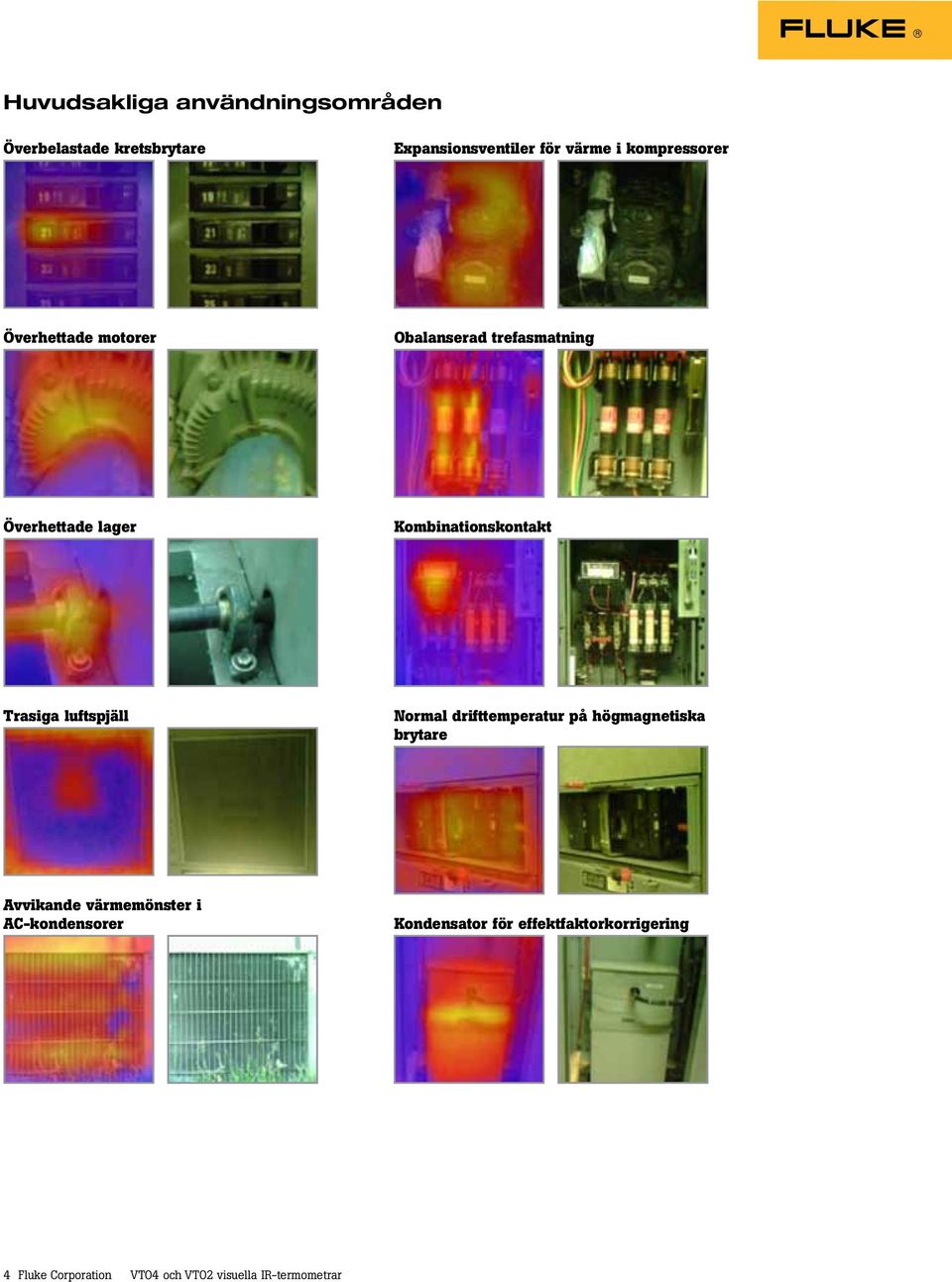 Trasiga luftspjäll Normal drifttemperatur på högmagnetiska brytare Avvikande värmemönster i