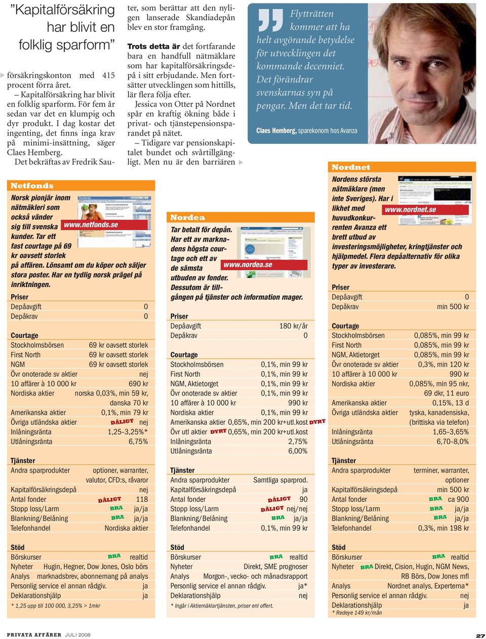 Stockholmsbörsen 69 kr oavsett storlek 69 kr oavsett storlek NGM 69 kr oavsett storlek Övr onoterade sv aktier 10 affärer à 10 000 kr 690 kr norska 0,03%, min 59 kr, danska 70 kr 0,1%, min 79 kr