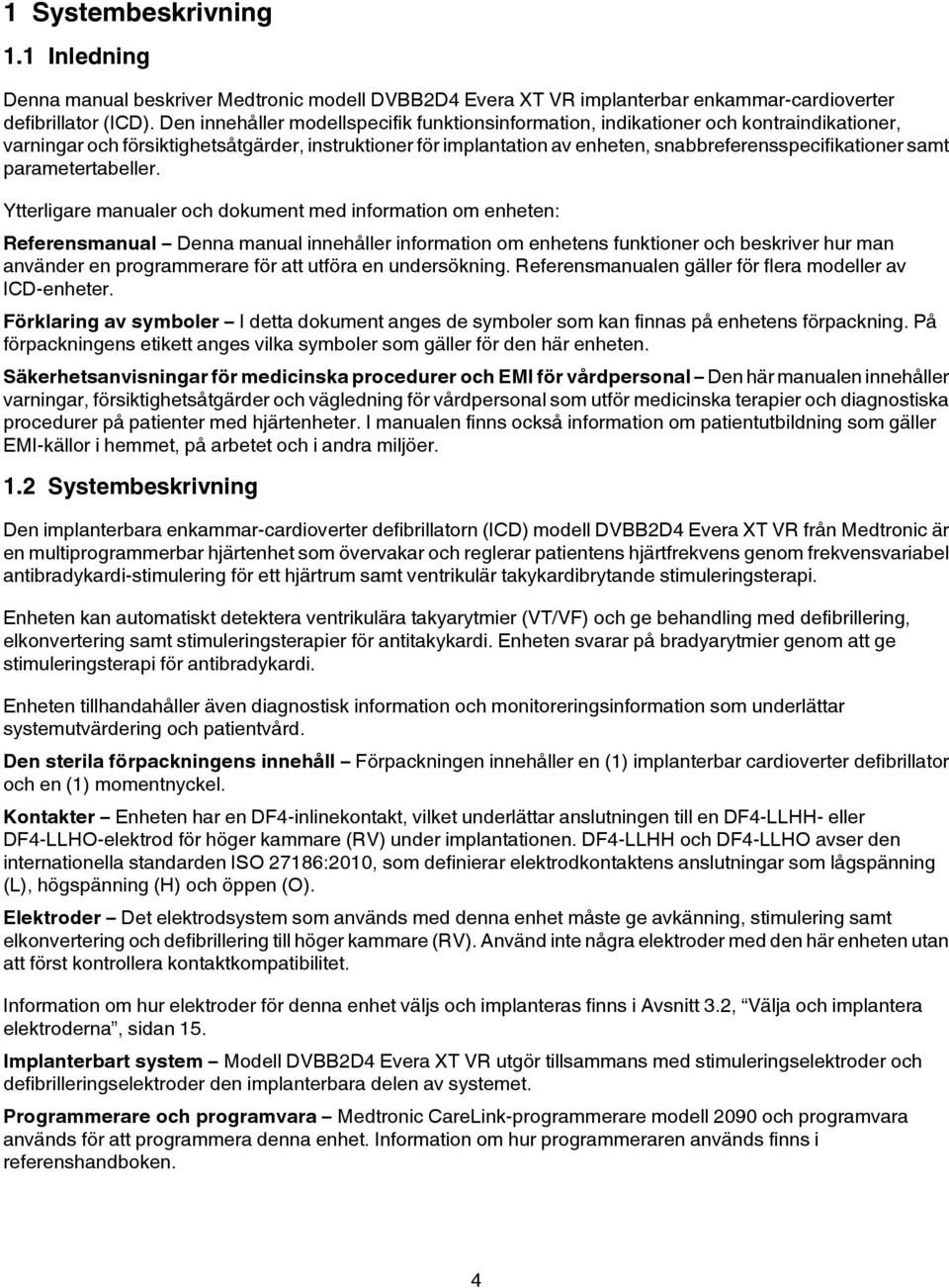 samt parametertabeller.