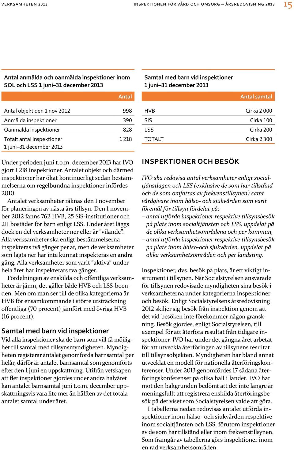 et objekt och därmed inspektioner har ökat kontinuerligt sedan bestämmelserna om regelbundna inspektioner infördes 2010. et verksamheter räknas den 1 november för planeringen av nästa års tillsyn.