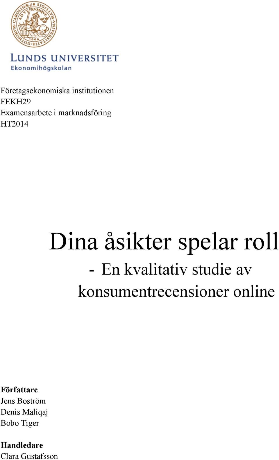 kvalitativ studie av konsumentrecensioner online