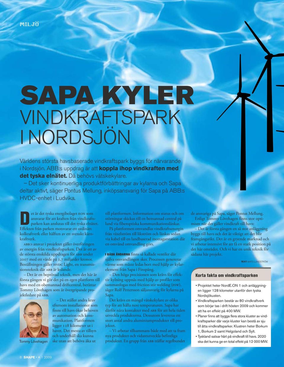 Det är det tyska energibolaget eon som ansvarar för att kraften från vindkraftsparken kan anslutas till det tyska elnätet.