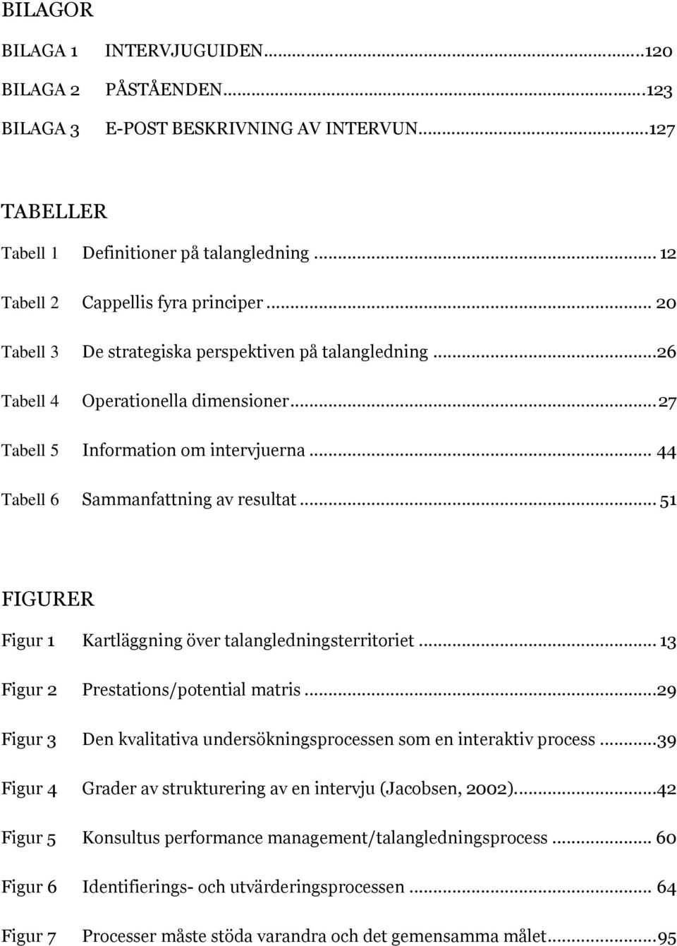 .. 51 FIGURER Figur 1 Kartläggning över talangledningsterritoriet... 13 Figur 2 Prestations/potential matris...29 Figur 3 Den kvalitativa undersökningsprocessen som en interaktiv process.