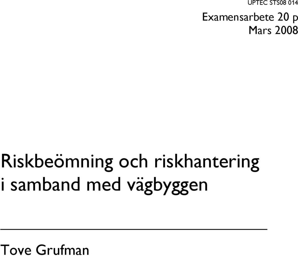 2008 Riskbeömning och