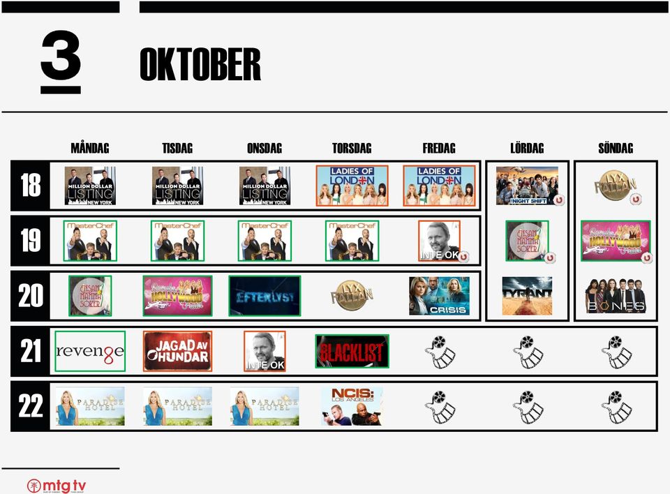 ONSDAG TORSDAG FREDAG