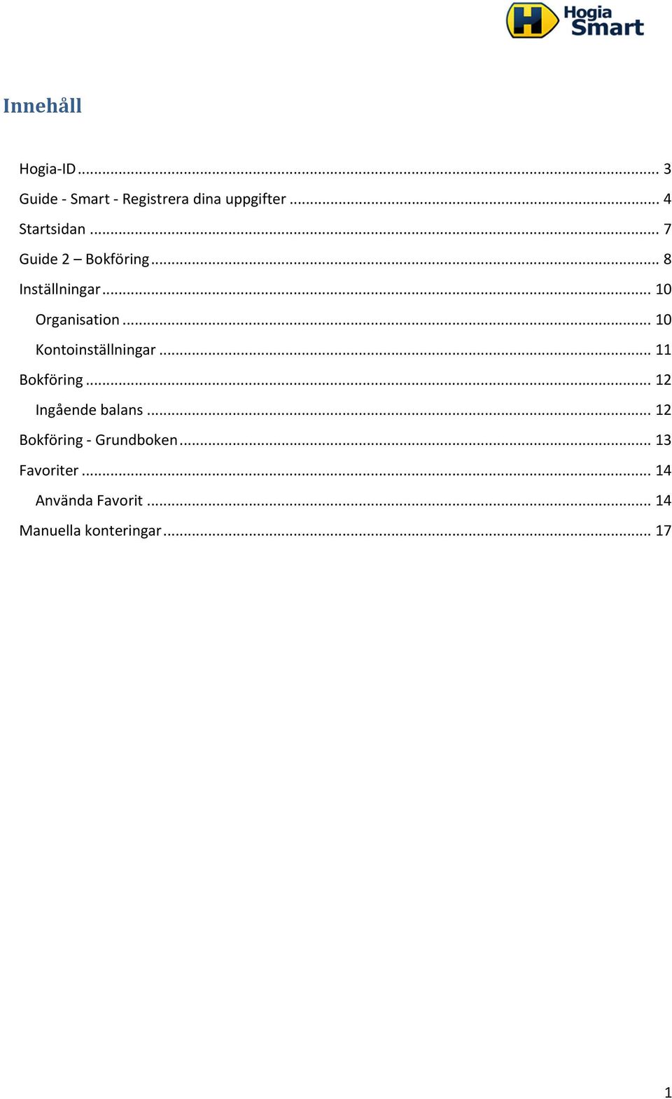 .. 10 Kontoinställningar... 11 Bokföring... 12 Ingående balans.