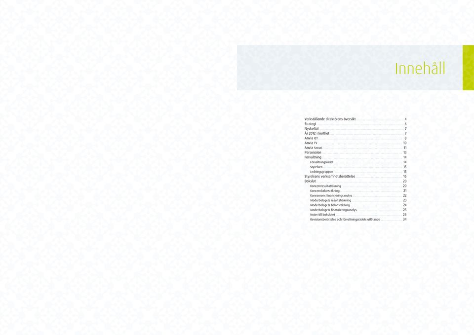 Koncernresultaträkning 20 Koncernbalansräkning 21 Koncernens finansieringsanalys 22 Moderbolagets resultaträkning 23 Moderbolagets