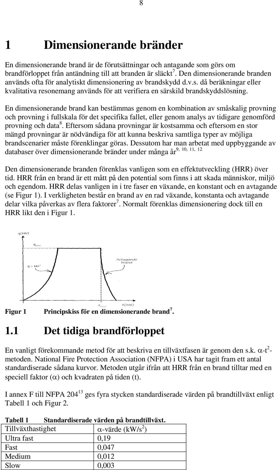 En dimensionerande brand kan bestämmas genom en kombination av småskalig provning och provning i fullskala för det specifika fallet, eller genom analys av tidigare genomförd provning och data 8.