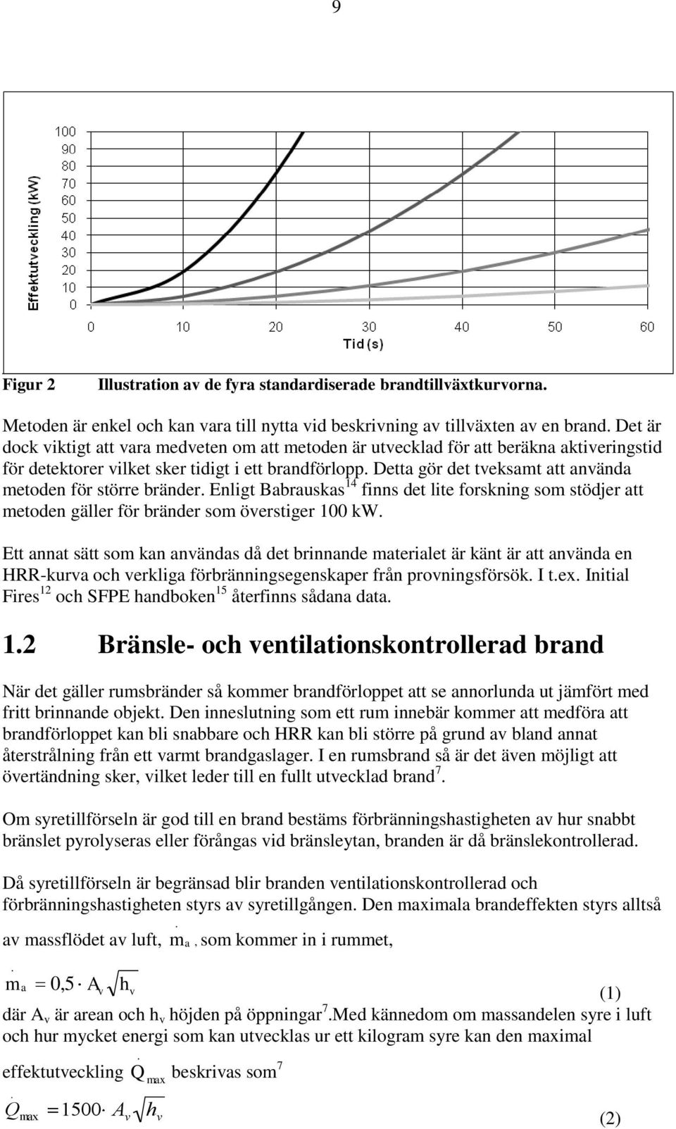 Detta gör det tveksamt att använda metoden för större bränder. Enligt Babrauskas 14 finns det lite forskning som stödjer att metoden gäller för bränder som överstiger 100 kw.