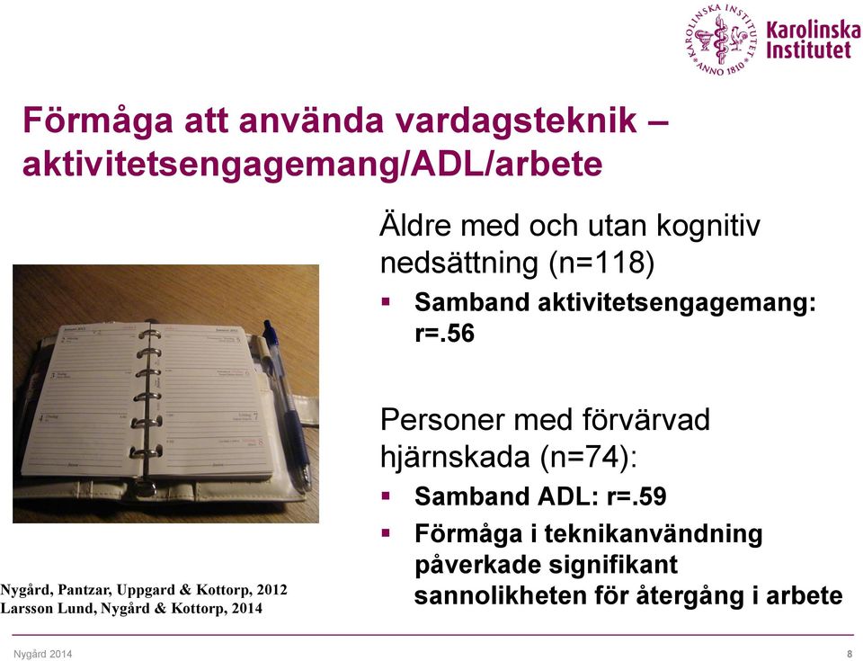 56 Nygård, Pantzar, Uppgard & Kottorp, 2012 Larsson Lund, Nygård & Kottorp, 2014 Personer med