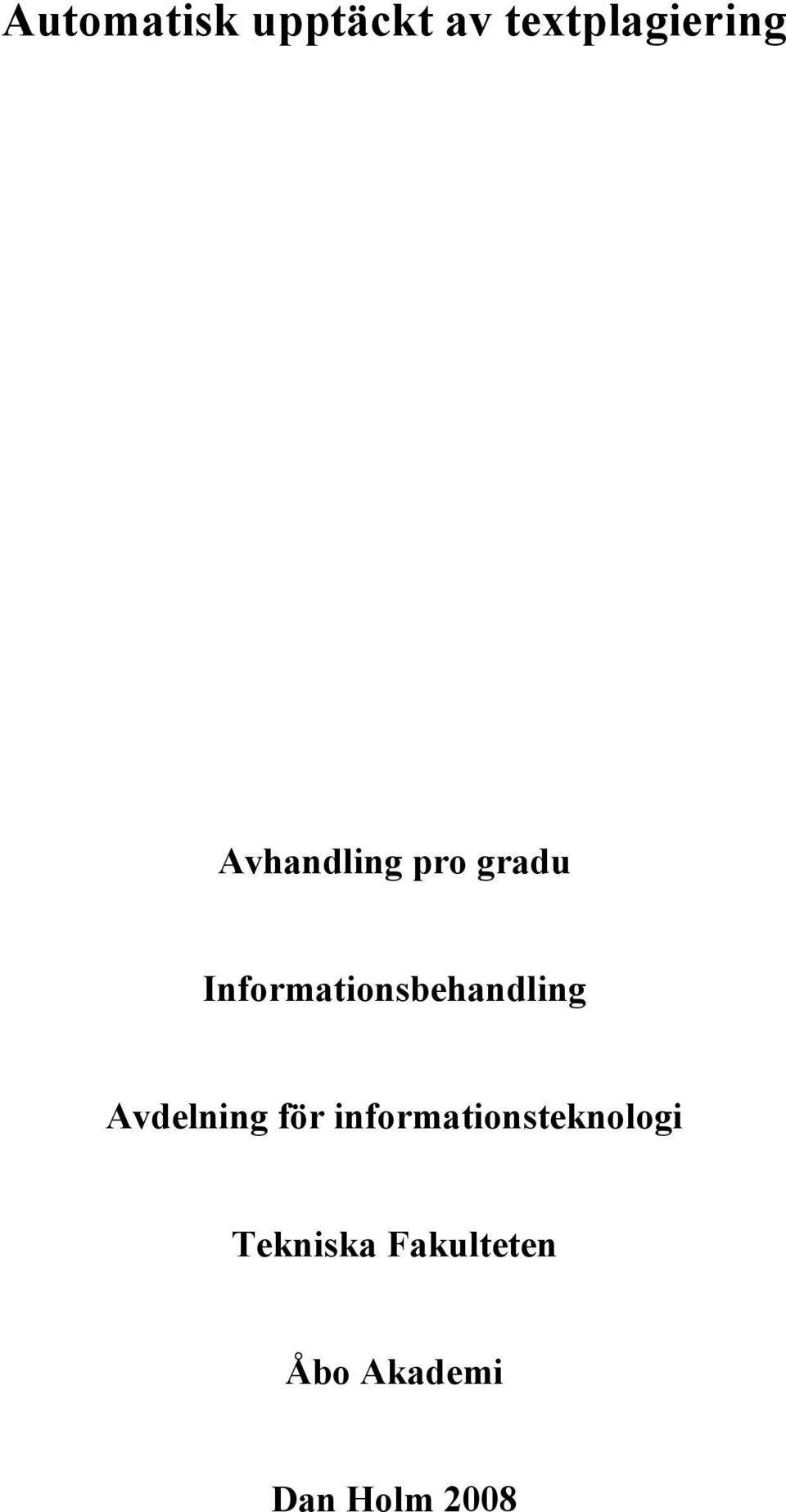 Informationsbehandling Avdelning för