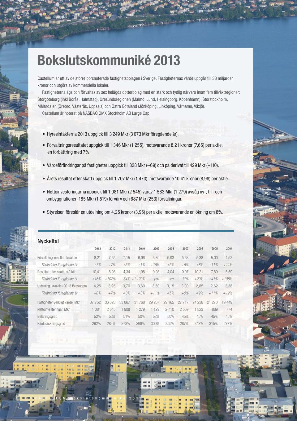 Köpenhamn), Storstockholm, Mälardalen (Örebro, Västerås, Uppsala) och Östra Götaland (Jönköping, Linköping, Värnamo, Växjö). Castellum är noterat på NASDAQ OMX Stockholm AB Large Cap.