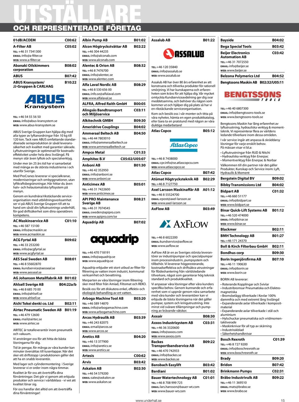 se Web: www.abus-kransystem.se ABUS Sverige Gruppen kan hjälpa dig med alla typer av lyftanordningar från 10 kg till 120 ton.