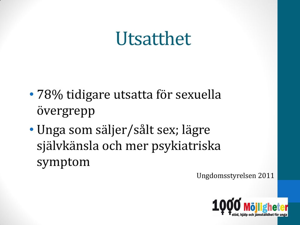 säljer/sålt sex; lägre självkänsla