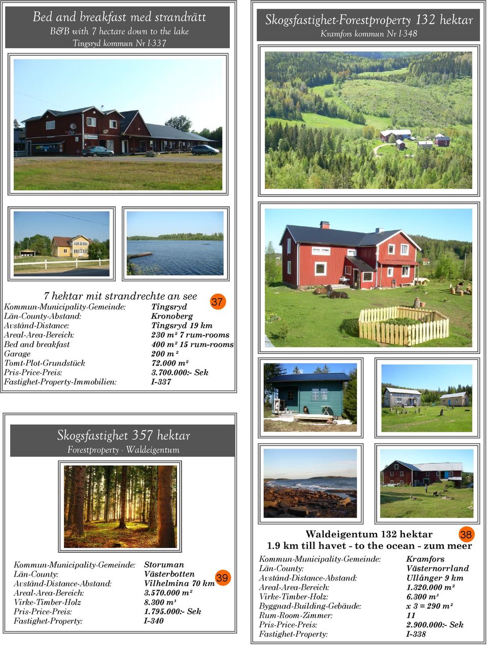 000:- Sek Fastighet-Property-Immobilien: I-337 Skogsfastighet 357 hektar Forestproperty - Waldeigentum Virke-Timber-Holz Storuman Vilhelmina 70 km 3.570.000 m² 8.300 m³ 1.795.