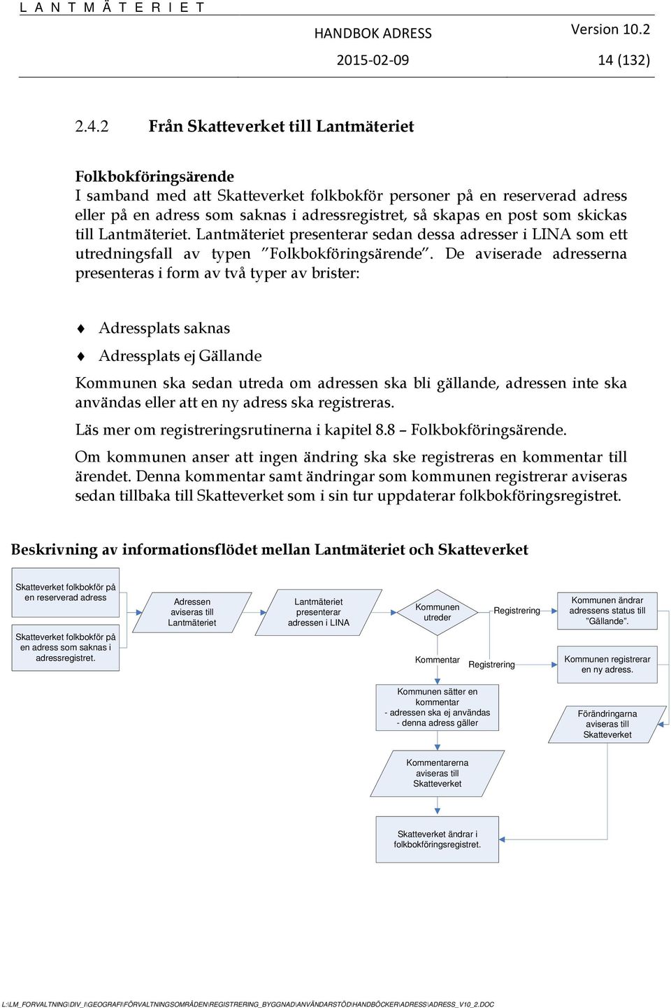 De aviserade adresserna presenteras i form av två typer av brister: Adressplats saknas Adressplats ej Gällande Kommunen ska sedan utreda om adressen ska bli gällande, adressen inte ska användas eller