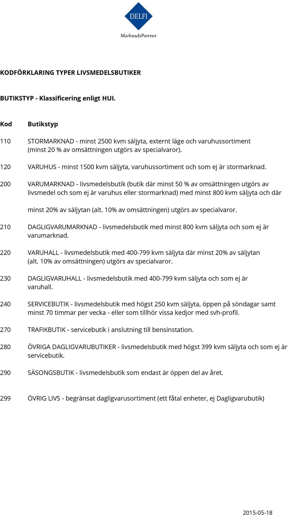 120 VARUHUS - minst 1500 kvm säljyta, varuhussortiment och som ej är stormarknad.