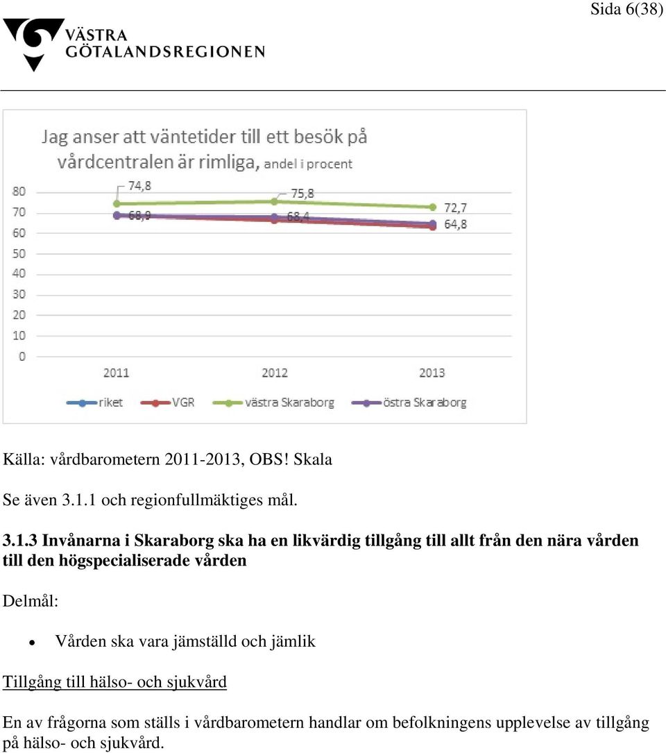 likvärdig tillgång till allt från den nära vården till den högspecialiserade vården Delmål: Vården ska