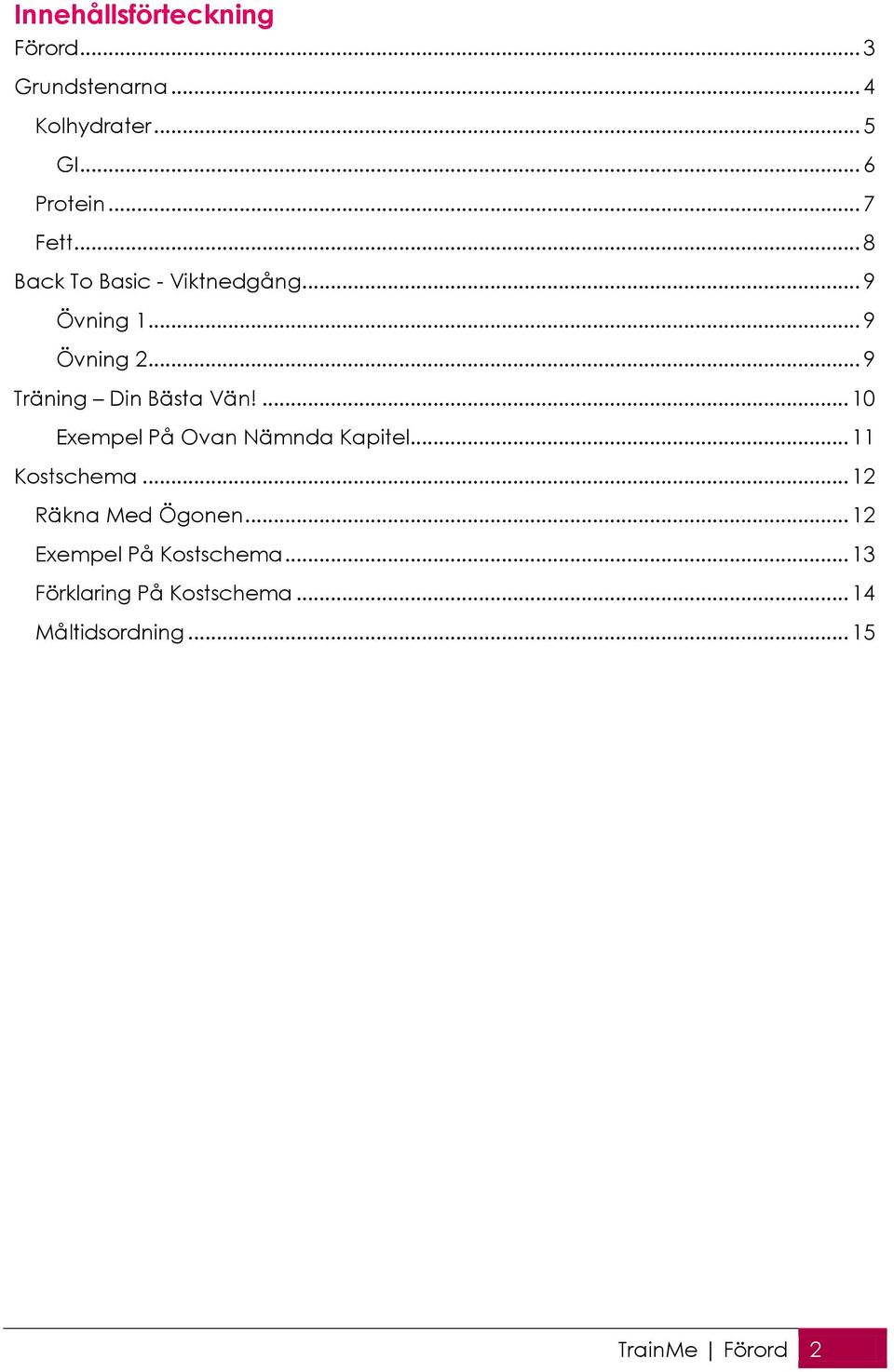 .. 9 Träning Din Bästa Vän!... 10 Exempel På Ovan Nämnda Kapitel... 11 Kostschema.